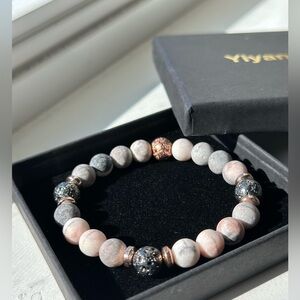 Gray and Pink Beaded Bracelet